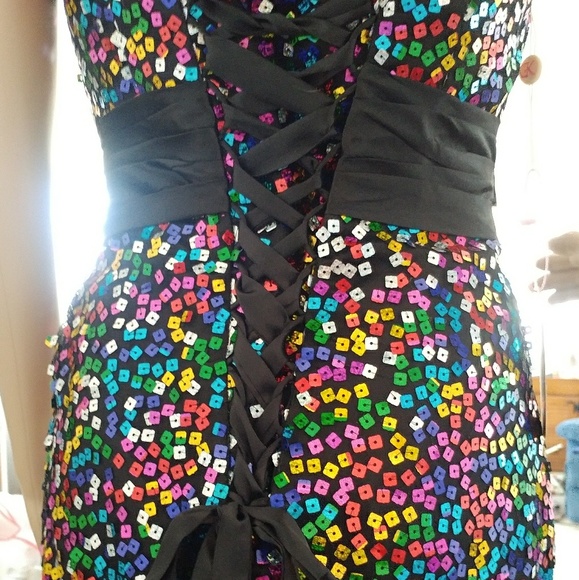 SWEETHEART COLORFUL SEQUIN/BLACK TULLE FORMAL - Picture 3 of 4